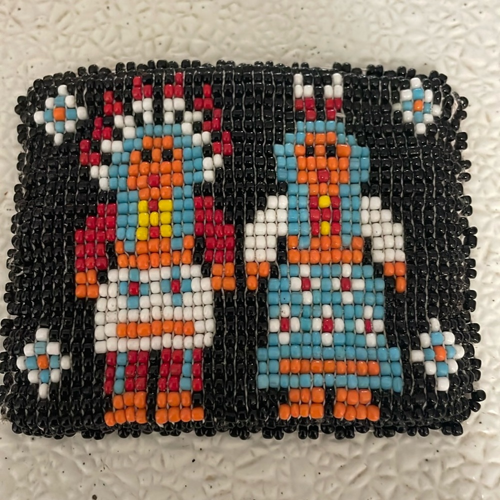 Vintage Tribal Native American Beaded Leather coin purse